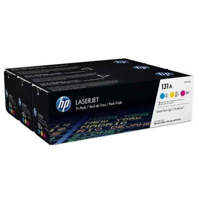 Image of HP 131A original toner cartridge cyan magenta and yellow standard capacity 3 x 1.800 pages pack