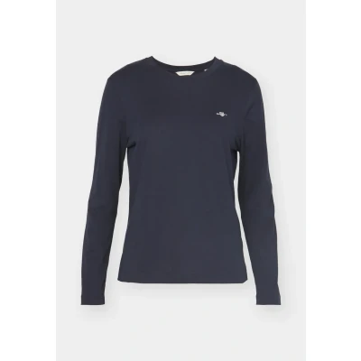 Image of GANT Women&#039;s Reg Shield Ls T Shirt, Evening Blue, XS