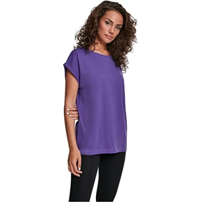 Image of Urban Classics Curvy Ladies Extended Shoulder TEE Basic Tshirt, Women&#039;s, Size: XL, Ultraviolet