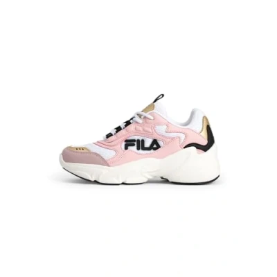 Image of Fila Collene LOGO Unisex Trainers for kids, Size: 12K, White/powder pink Textile/synthetics