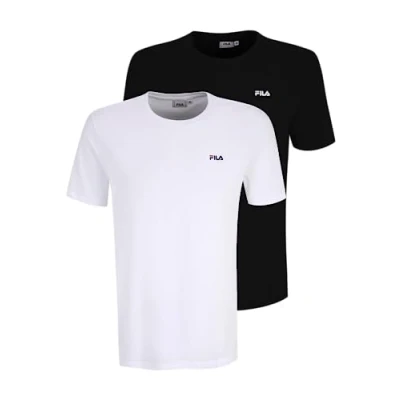 Image of Fila Men&#039;s Brod Tea/Double Pack T Shirt, Black bright White, M