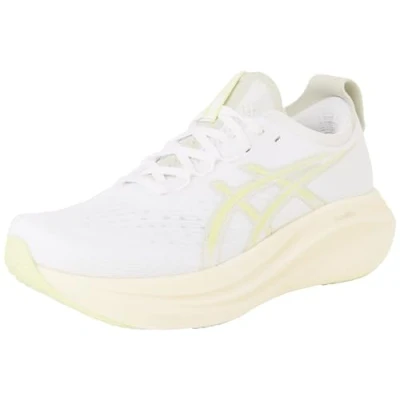 Image of Asics Gelnimbus 27 Road running shoes, Men&#039;s, Size: 14, White/huddle yellow Textile/synthetics