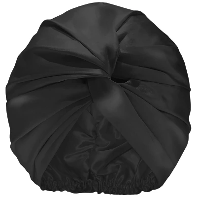 Image of Slip Pure Silk Turban (Various Colours) Black
