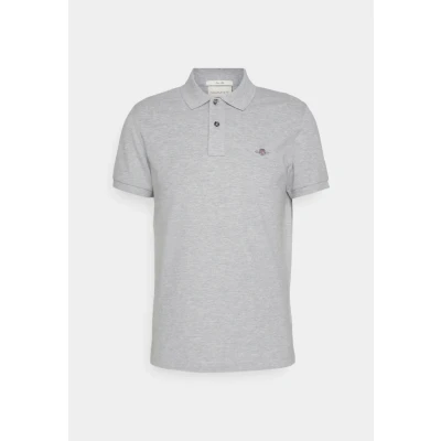 Image of GANT Men&#039;s Slim Shield Ss Pique Polo Shirt, Grey Melange, XS
