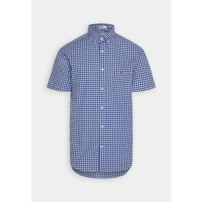 Image of GANT Poplin Gingham Shirt, Men&#039;s, Size: XL, College blue