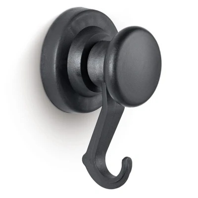 Image of MAUL Neodymium Magnet with Carousel Hook, Round, rotatable, Plastic, 10 kg Holding Force, 53 mm, Black