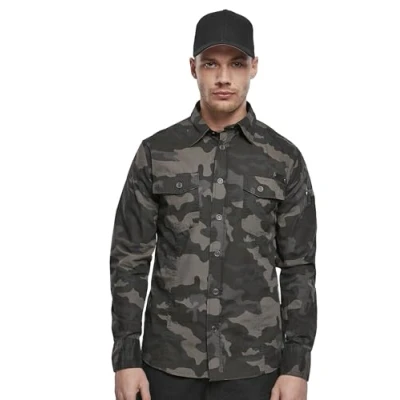 Image of Brandit SLIM FIT Shirt, Men&#039;s, Size: Medium, Darkcamo