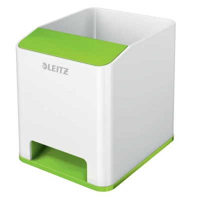 Image of Leitz 53631054 Pen Holder, Sound Amplification Function, WOW Range, White/Green