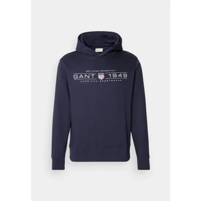 Image of GANT Men&#039;s Graphic Hoodie Hooded Sweatshirt, Evening Blue, S