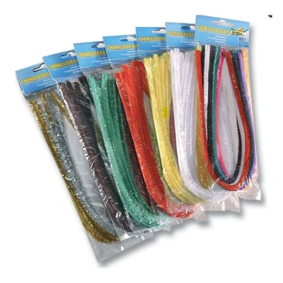 Image of folia 778109 Chenille Wire, Pipe Cleaner, 100 Pieces Assorted in 10 Colours, Diameter 8 mm and 50 cm Long, Ideal for Children Crafts Designing Animals, Figures Other Shapes
