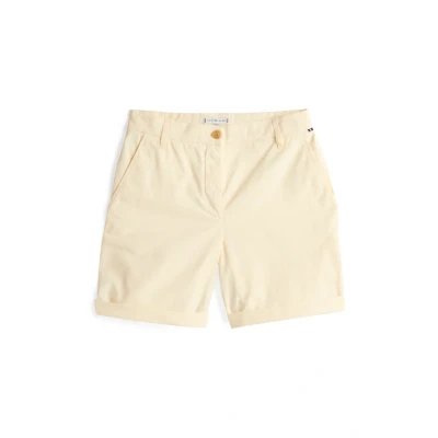 Image of Tommy Hilfiger Women&#039;s CO Blend GMD Chino Short WW0WW42457, Yellow (Ivory Petal), 32