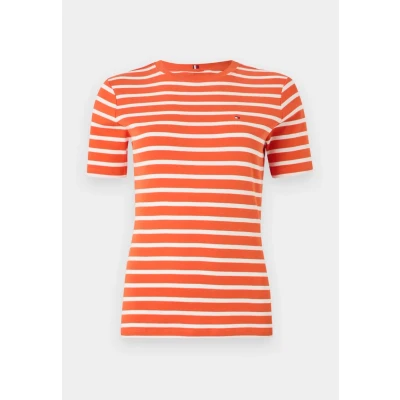 Image of Tommy Hilfiger Women&#039;s S/S Knit Tops, Orange (Classic Breton Orange/Ecu), L