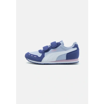 Image of Puma Cabana Racer 20 Unisex Trainers for kids, Size: 1.5, Cool weather/white/blue crystal/rose mauve Imitation leather/ textile
