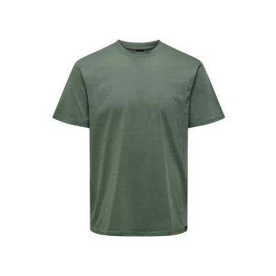 Image of Only &amp; Sons Men&#039;s Onsmax Life Ss Stitch Tee Noos T Shirt, Dark Forest, S