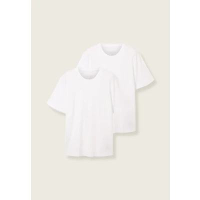 Image of Tom Tailor Men&#039;s Double Pack of T Shirts with a Round Neckline made Cotton, 20000 white, S