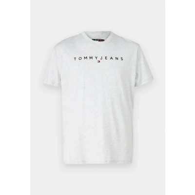 Image of Tommy Jeans Linear LOGO TEE Basic Tshirt, Men&#039;s, Size: 34, Silver grey
