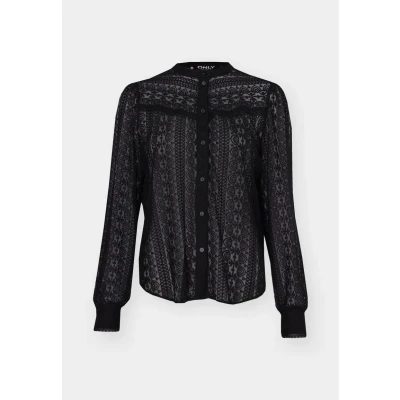 Image of ONLY Women&#039;s Onlreba Lace L/S Shirt WVN Noos Long Sleeve Blouse, Black, L