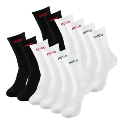 Image of HUGO LOGO 6 PACK Socks, Men&#039;s, Size: 5.5 8, White/black