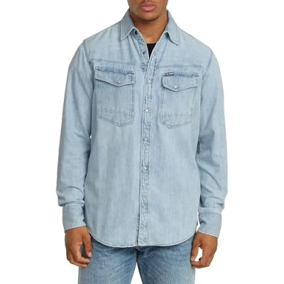 Image of G STAR RAW Men&#039;s Slim Denim shirt Shirts, Azul (Sun Faded Blue Mist D23616 d252 g342), L