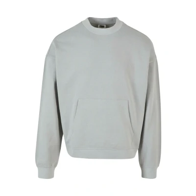 Image of Urban Classics BOXY Pocket CREW Sweatshirt, Men&#039;s, Size: Medium, Lightasphalt