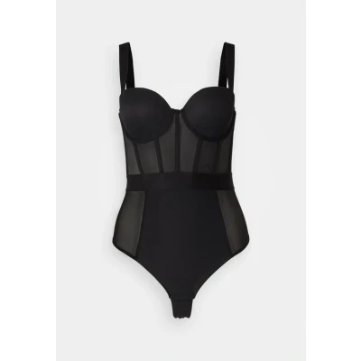 Image of DKNY Intimates Sheers Cupped Strapless Bodysuit Body, Women&#039;s, Size: 32B, Black