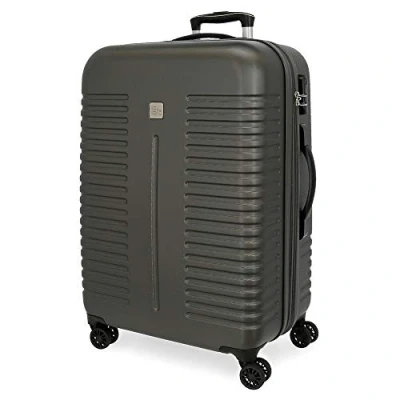 Image of Roll Road India Grey Medium Suitcase 48 x 70 27 cm Rigid ABS Combination Lock 75 Litre 3.7 kg 4 Double Wheels, Grey, 48x70x27 cms, Fashion