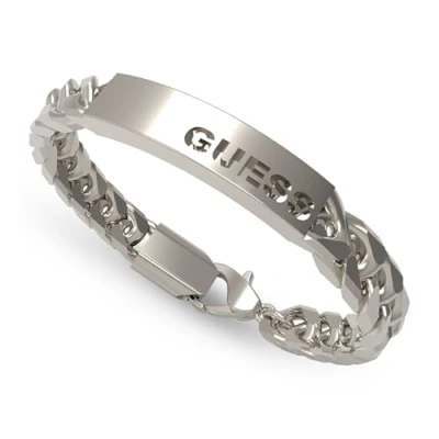 Image of Guess LOGO Unisex Bracelet silvercoloured, Size: Small, Silver coloured