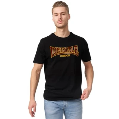 Image of Lonsdale Schmale Passform Classic Print Tshirt, Men&#039;s, Size: Medium, Black
