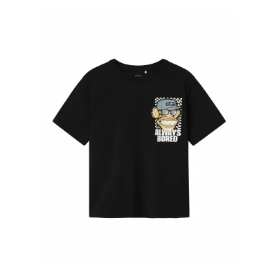 Image of Name it Bored APE Print Tshirt for kids, Size: 9 10y, Black