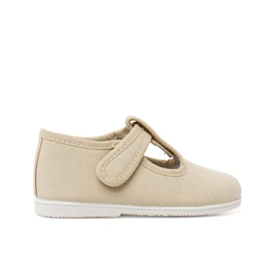 Image of Pisamonas Pepitos FINA Cierre Adherente Baby shoes for kids, Size: 4.5K/5K, Beige Textile