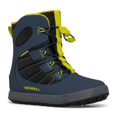Image of Merrell Unisex Winter boots for kids, Size: 5, Navy/lime Leather and textile