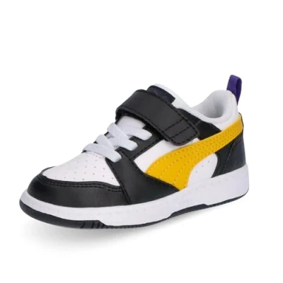 Image of Puma Rebound Baby shoes for kids, Size: 4.5K, Black yellow sizzle white