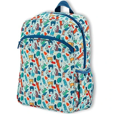 Image of OFITURIA Schulrucksack für Jungen, Rucksack anpassbar ans Auto, ergonomisch gepolsterte Träger, atmungsaktives Material, Kinderrucksack mit Vordertasche und Seitentasche, Animals, M, Casual