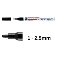 Image of edding 753 gloss paint marker calligraphy black 1 nib 2.5 mm for glass, stone, plastic, paper waterproof, highly opaque bullet journals, hand lettering