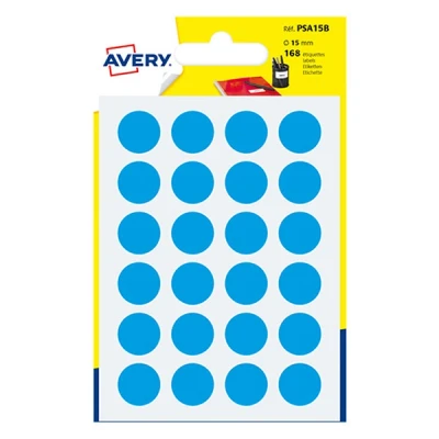 Image of AVERY Bag of 168 self adhesive blue dots, diameter 15 mm
