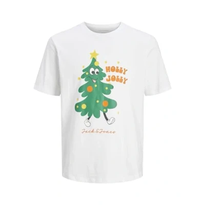 Image of JACK &amp; JONES Male T Shirt X Mas Crew Neck Shirt, bright white, XL