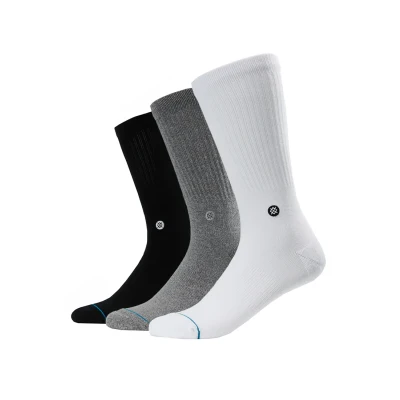 Image of Stance ICON 3 PACK Socks, Men&#039;s, Size: 5.5 7.5, White/grey/black