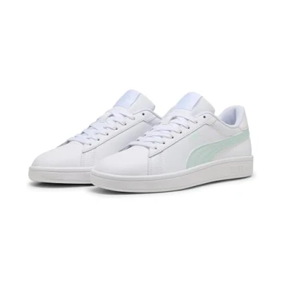 Image of Puma Smash 3.0 Trainers, Size: 8, White/peaceful blue leather and imitation