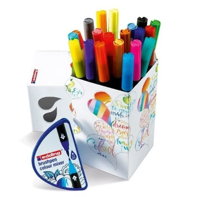 Image of edding colour Happy Box set of 20 +1 gradient mixer colourful colours flexible brush nib for painting, writing and drawing, bullet journals, hand lettering, mandalas, calligraphy