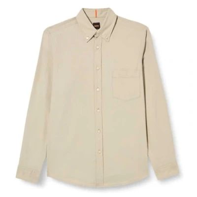 Image of BOSS Rickert Shirt, Men&#039;s, Size: Large, Light beige