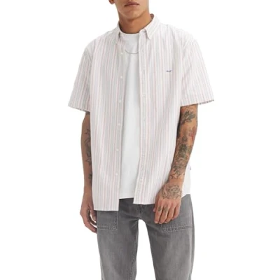 Image of Levi&#039;s Authentic Button DOWN Shirt, Men&#039;s, Size: Small, Cupertino stripe bright white