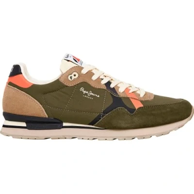 Image of Pepe Jeans BRIT Cover Trainers, Men&#039;s, Size: 10, Range green Leather and textile