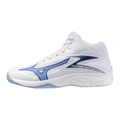 Image of Mizuno THUNDER BLADE Z MID Volleyball Shoes White/BellwetherBlue/BelAirBlu Women/Men Size 11,5