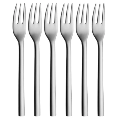 Image of WMF Nuova Cake Fork Set of 6 16 cm Cromargan Polished Stainless Steel Shiny Dishwasher Safe