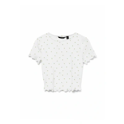 Image of Vero Moda Vmharry Oneck NOOS Print Tshirt, Women&#039;s, Size: XL, Snow white