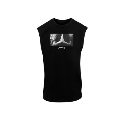 Image of Mister Tee PRAY Sleeveless Print Tshirt, Men&#039;s, Size: Small, Black