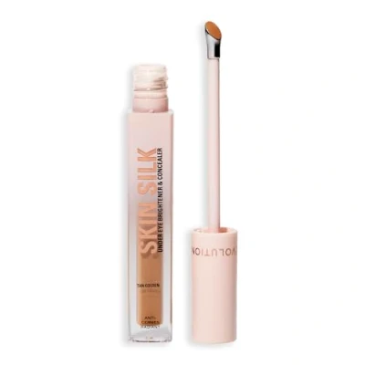 Image of Revolution Skin Silk Radiant Serum Augenaufheller Hydratisiert und glättet mit Hyaluronsäure Squalan Vegan &amp; Cruelty Free Tan Golden 3 ml