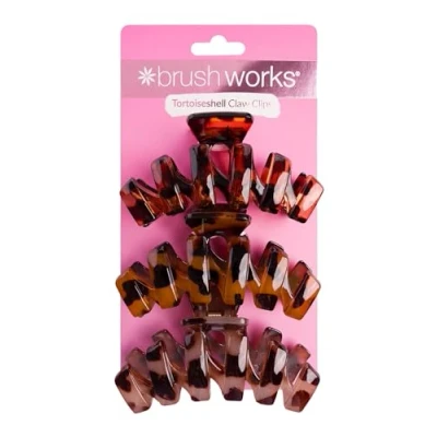 Image of Brushworks Tortoiseshell Claw Clips 3 Pack