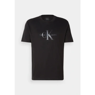 Image of Calvin Klein Jeans Shiny Monologo TEE Print Tshirt, Men&#039;s, Size: Small, Black