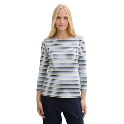 Image of TOM Tailor MIT Streifenmuster Long sleeved top, Women&#039;s, Size: XS, Blue green regular stripe
